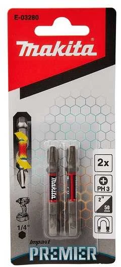 Makita Torsion sukimo antgalis (E-form), PH3-50mm, 2vnt. Impact Premier E-03280 PH3 • 50 mm • 1/4" • 2 vnt