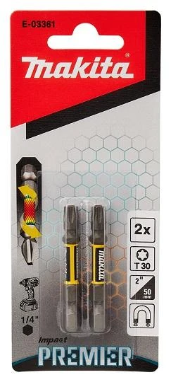 Makita Torsion sukimo antgalis (E-form), T30-50mm, 2vnt. Impact Premier E-03361 T30 • 50 mm • 1/4" • 2 vnt