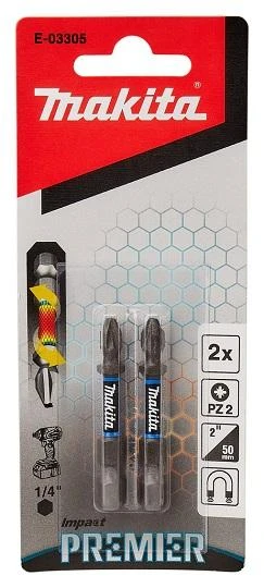 Makita Torsion sukimo antgalis (E-form), PZ2-50mm, 2vnt. Impact Premier E-03305 PZ2 • 50 mm • 1/4" • 2 vnt