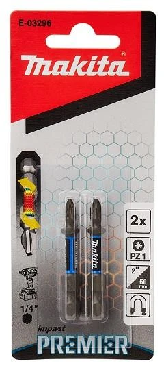 Makita Torsion sukimo antgalis (E-form), PZ1-50mm, 2vnt. Impact Premier E-03296 PZ1 • 50 mm • 1/4" • 2 vnt