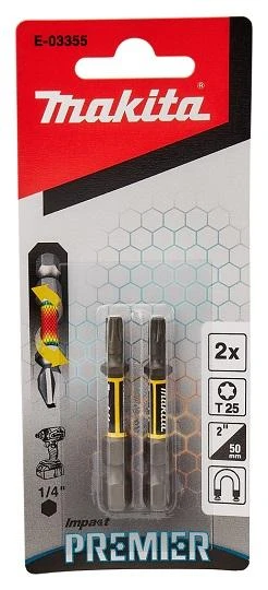 Makita Torsion sukimo antgalis (E-form), T25-50mm, 2vnt. Impact Premier E-03355 T25 • 50 mm • 1/4" • 2 vnt