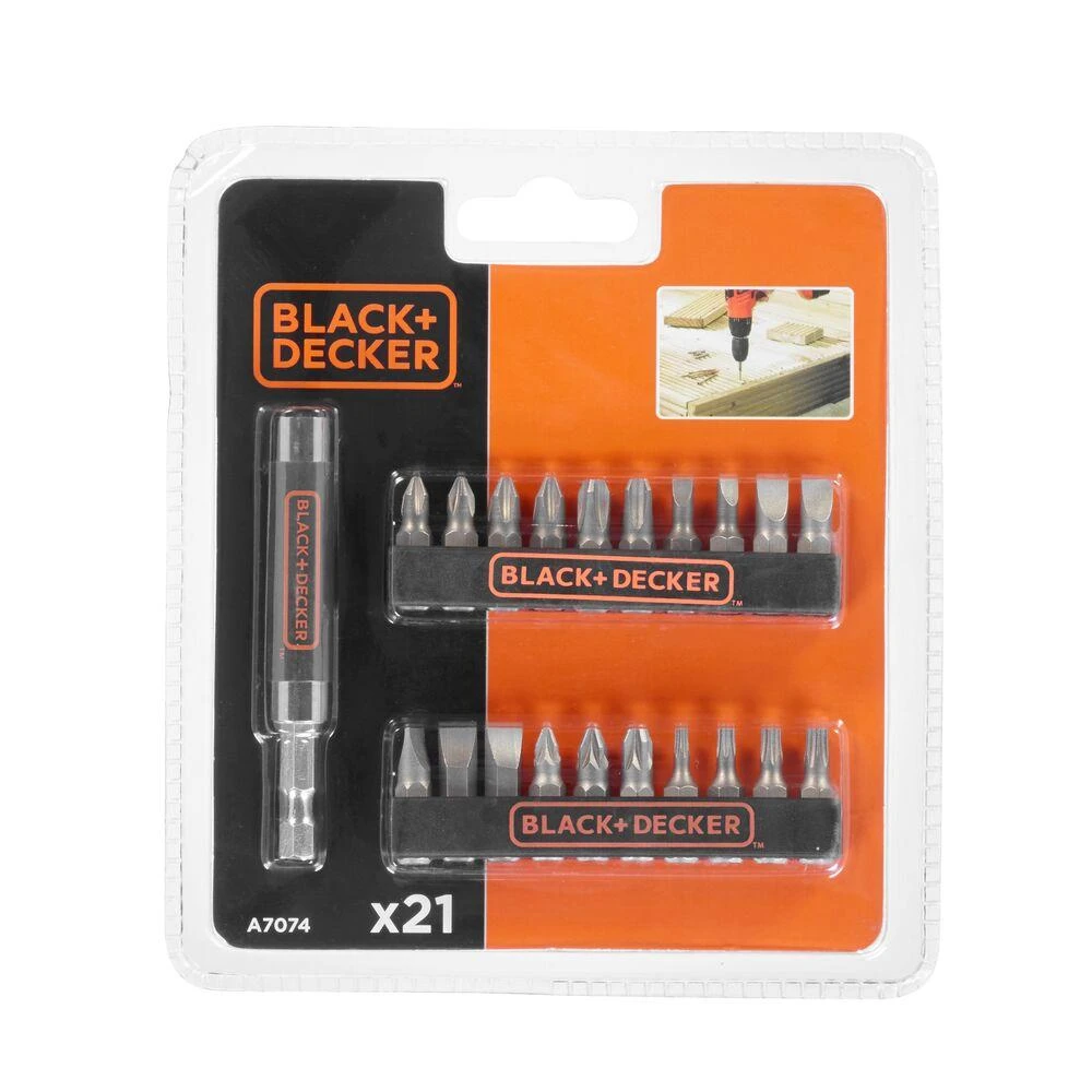 Grąžtas Black & Decker Juodas+DECKER Rinkinys AKCESORIÓW 21szt.