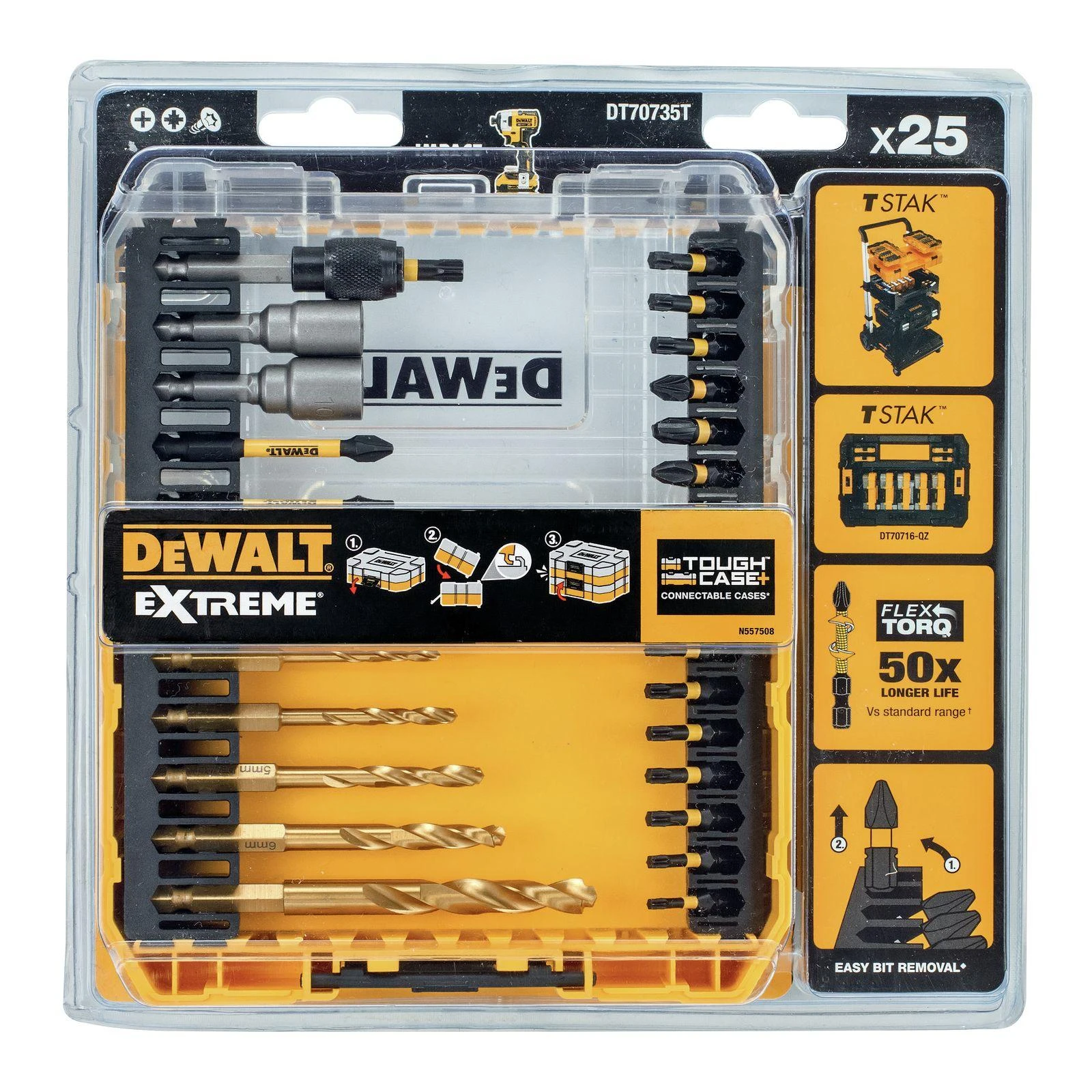 Įrankių komplektas DeWalt DT70735T-QZ; 25 vnt.