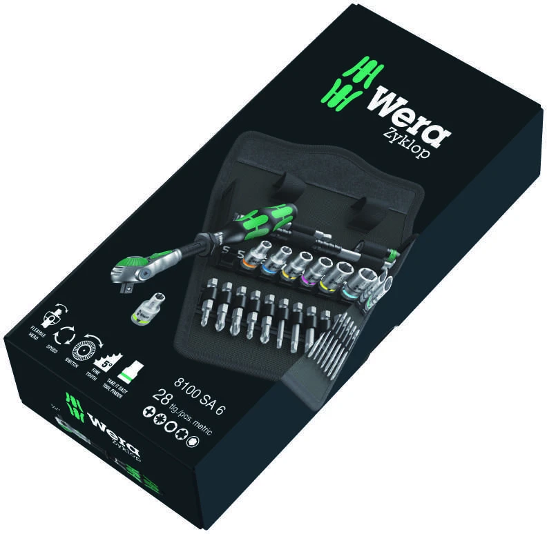 Įrankių komplektas Wera 8100 SA 6 Zyklop Speed; 1/4''; 28 vnt.