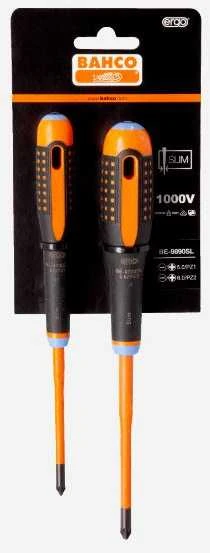 Bahco Izoliuotų atsuktuvų rinkinys ERGO™ Combi slim 2 vnt - SL5/PZ1; SL6/PZ2 - 1000V VDE