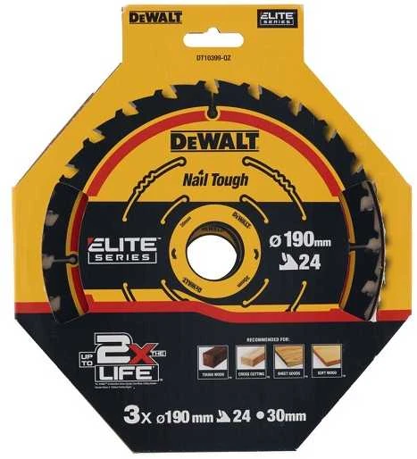 DEWALT pjovimo diskai EXTREME 190x30x1,65 24T 3 vnt