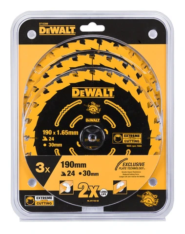 DEWALT pjovimo diskai EXTREME 190x30x1,65 24T 3 vnt