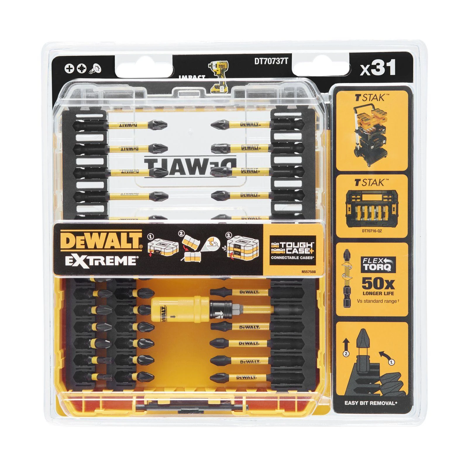 Pro Sukimo antgalių rinkinys DeWalt DT70737T-QZ; 31 vnt.
