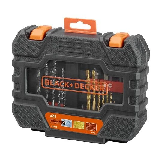 Black & Decker Juodas & Decker komplektas 31 vnt. grąžtai ir antgaliai 1/4" Juodas+DECKER [A7233-XJ]