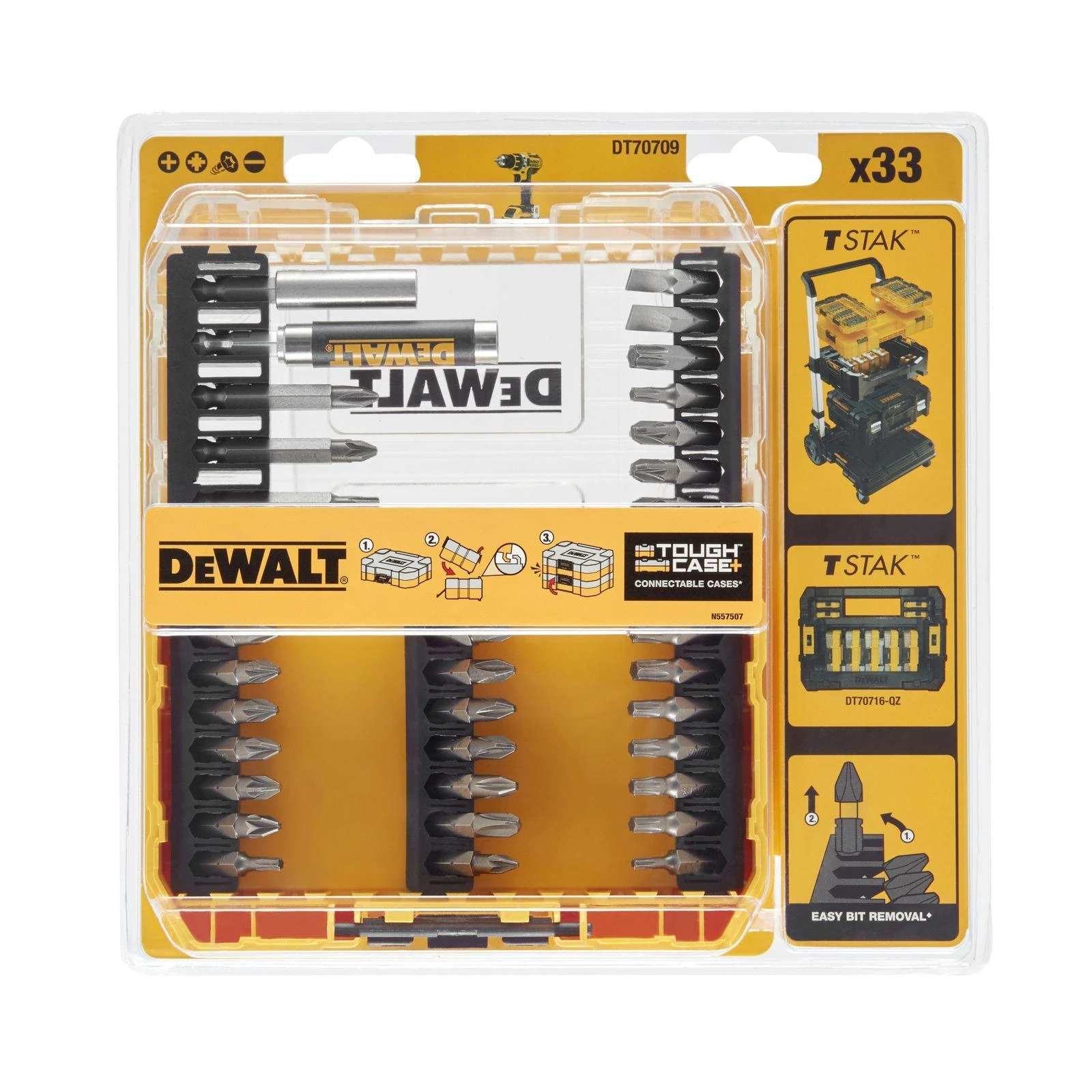 Sukimo antgalių komplektas DeWalt DT70709-QZ; 33 vnt.