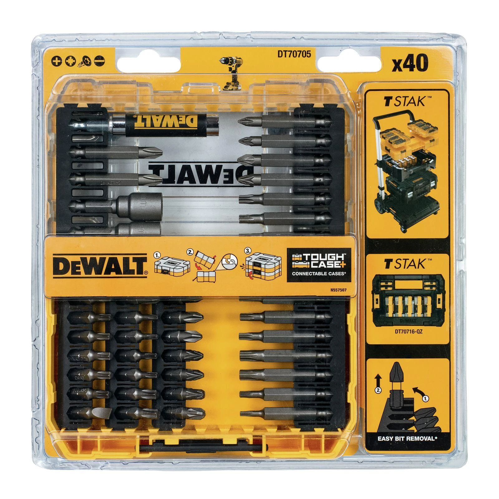 Sukimo antgalių komplektas DeWalt DT70705; 40 vnt.