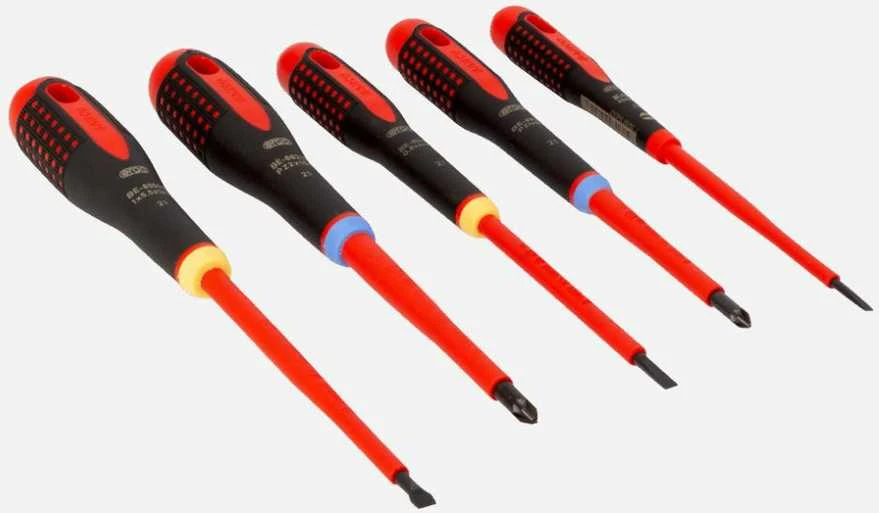 Bahco Izoliuotų atsuktuvų rinkinys ERGO™ 5 vnt - SL3,0/4,0/5,5; PZ1/2 - 1000V VDE