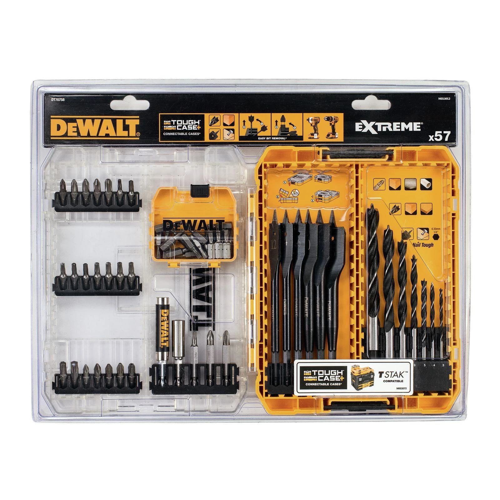 Dewalt grąžtų ir sukimo antgalių rinkinys 57 vnt. DT70758