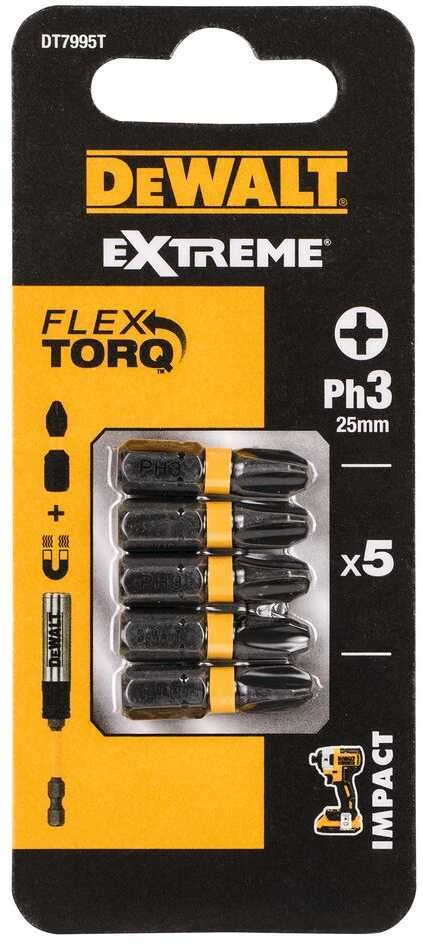 DEWALT KOŃCÓWKA UDAR. PH3x25 /5szt. EXTREME IMPACT TORSION