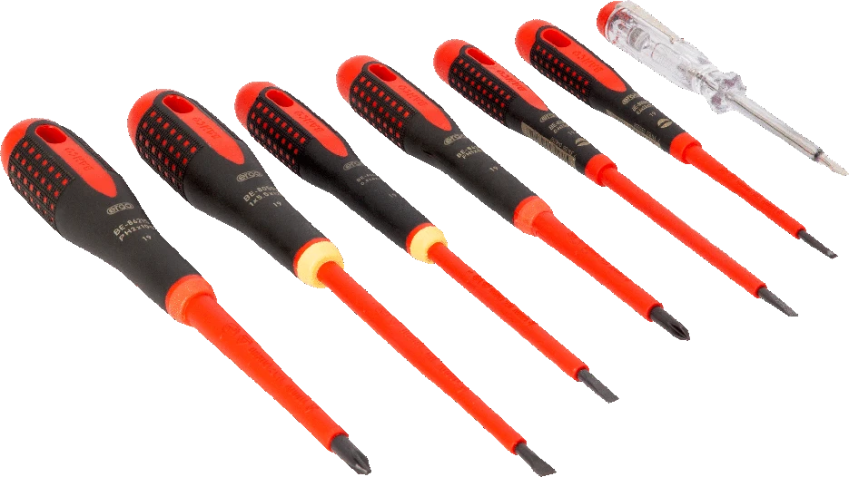 Bahco Izoliuotų atsuktuvų rinkinys ERGO™ 7 vnt - SL3,0 testeris; SL2,5/3,5/4,0/5,5; PH1/2 - 1000V VDE