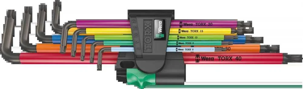 Wera L-formos raktų rinkinys, daugiaspalvis XL TORX varžtams, ilgoji versija 967/9 TX XL