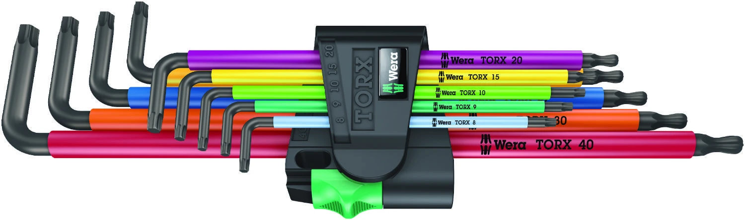 Wera L-formos raktų rinkinys, daugiaspalvis XL TORX varžtams, ilgoji versija 967/9 TX XL
