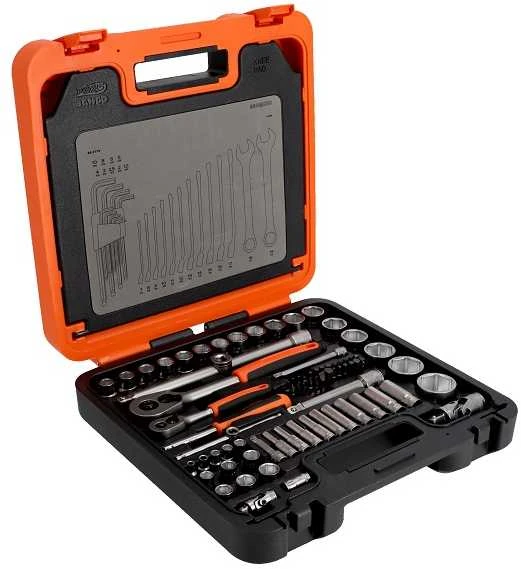 Bahco Galvučių 4-32mm, priedų ir raktų 8-17mm komplektas 1/2"+1/4" 98 vnt, Dynamic-Drive profilis