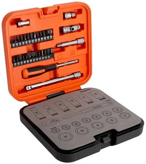 Bahco Galvučių ilgų ir trumpų rinkinys 10-22mm + bits PH,PZ,HEX,TORX 53vnt 3/8"