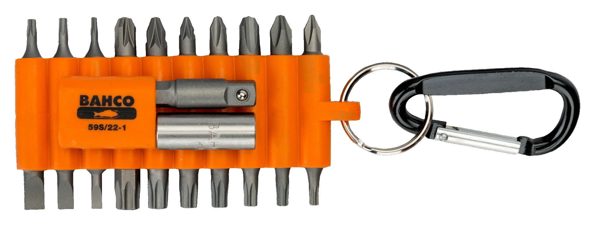 Antgalių rinkinys PH+PZ+TORX+SL+2 laikikliai, 22vnt. su karabinu lanksčiojo plastiko dėkle, Bahco