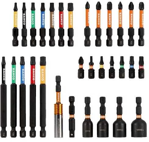 Grąžtas Bahco Smūginių antgalių rinkinys Phillips/Pozidriv/TORX 40 Pcs