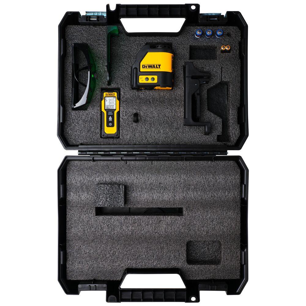 skersinės linijos lazerių rinkinys su žaliu spinduliu, 20 m DW088CG + nuotolio ieškiklis iki 30 m DWHT77100, DEWALT [DW0887100-1]