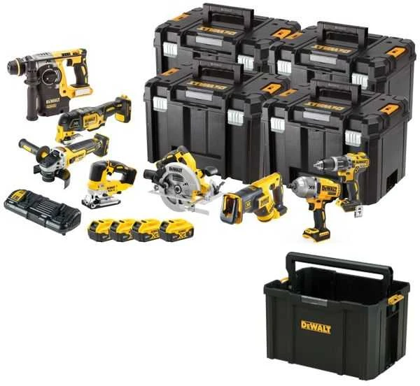 Įrankių rinkinys DeWalt DCK865P4T-QW (DCD796 + DCF899H + DCS367 + DCH273 + DCS334 + DCG405 + DCS355 + DCS570); 18 V; 4x5,0 Ah akum.
