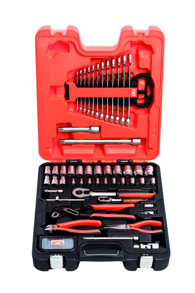 Mišrus įrankių, galvučių ir terkšlių rinkinys 1/4"-1/2", 81vnt Bahco