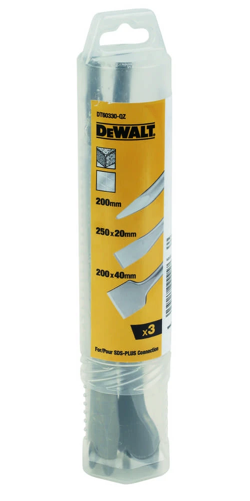 DEWALT Kaltas SDS KOMPLET 3 vnt. SZPIC + DŁUTA plokščias 20 i 40mm