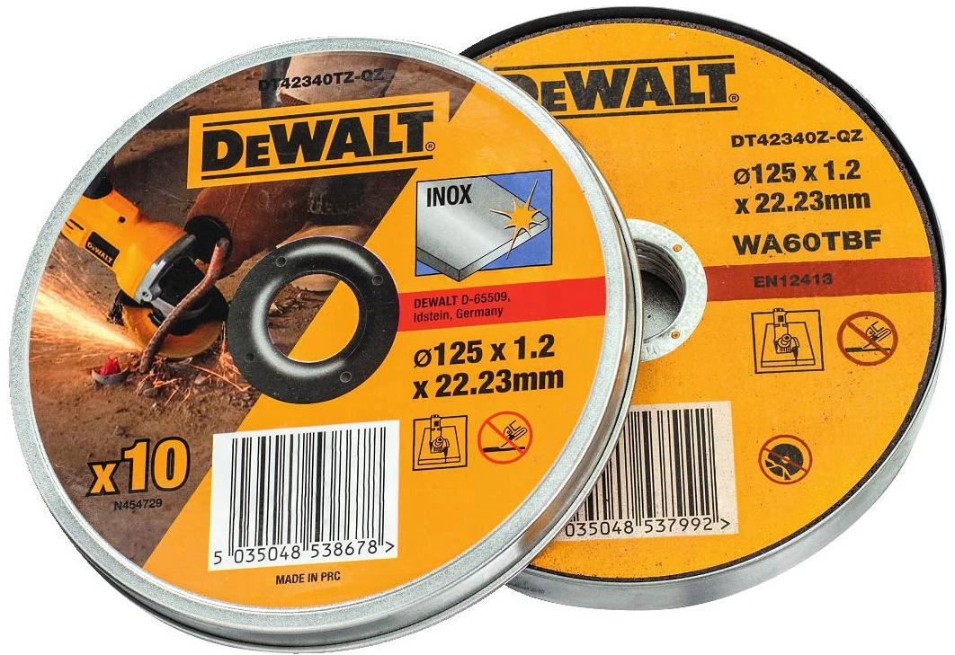DEWALT TARCZA DO CIĘCIA METALU 125 x 1,2 x 22,2mm 10sztuk INOX