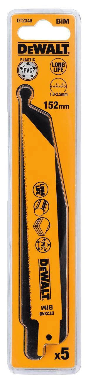 DEWALT PJŪKLELIO GELEŽTĖ SABELINIAM PJŪKLUI 152×1,8-2,5mm /5vnt. UNIVERSALI