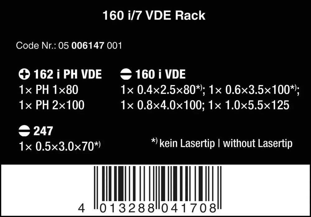 Atsuktuvų komplektas 160 i/7, VDE, 7 vnt., Wera
