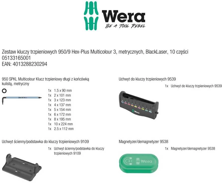 Wera Wera 950/9 Hex-Plus Multicolour 3 kampinių veržliarakčių rinkinys