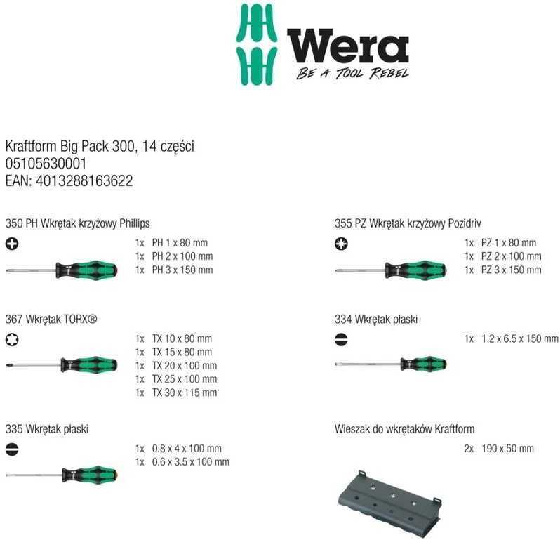 Atsuktuvų rinkinys WERA Big Pack 300/14
