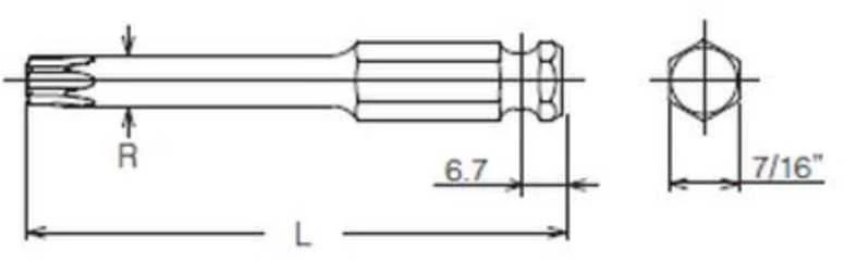7/16 colio antgalis TORX tipo varžtams su lizdine galvute, T40/150 mm, KOKEN [183T-150 T40]