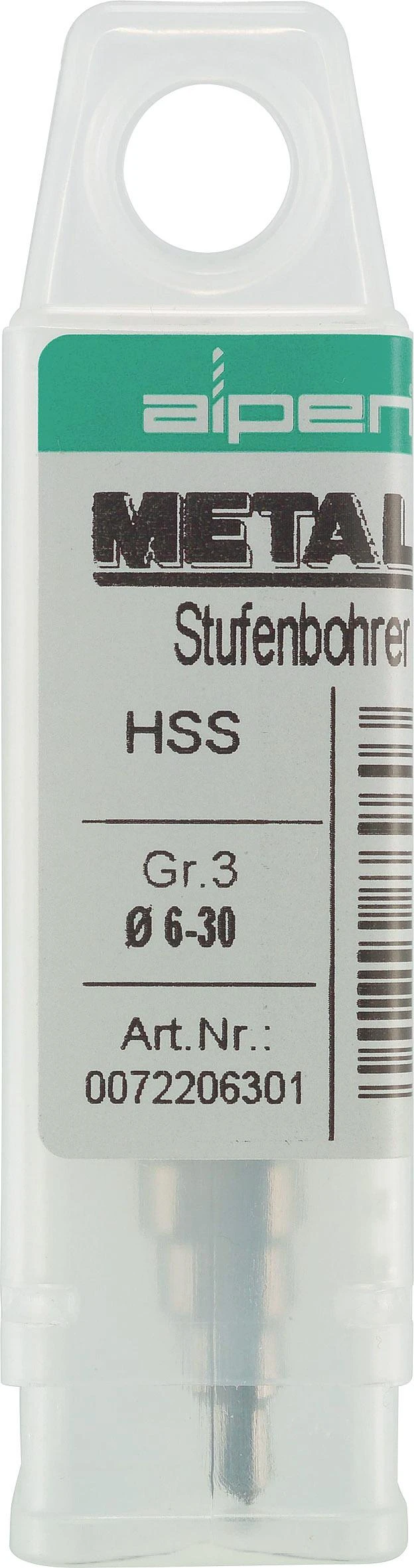HSS žingsninis grąžtas metalui 4,0–12,0 mm, Alpen [0072200412100]