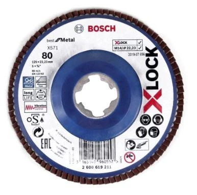 Bosch XLOCK žiedlapiniai diskai D 125 mm; K 80, tiesus