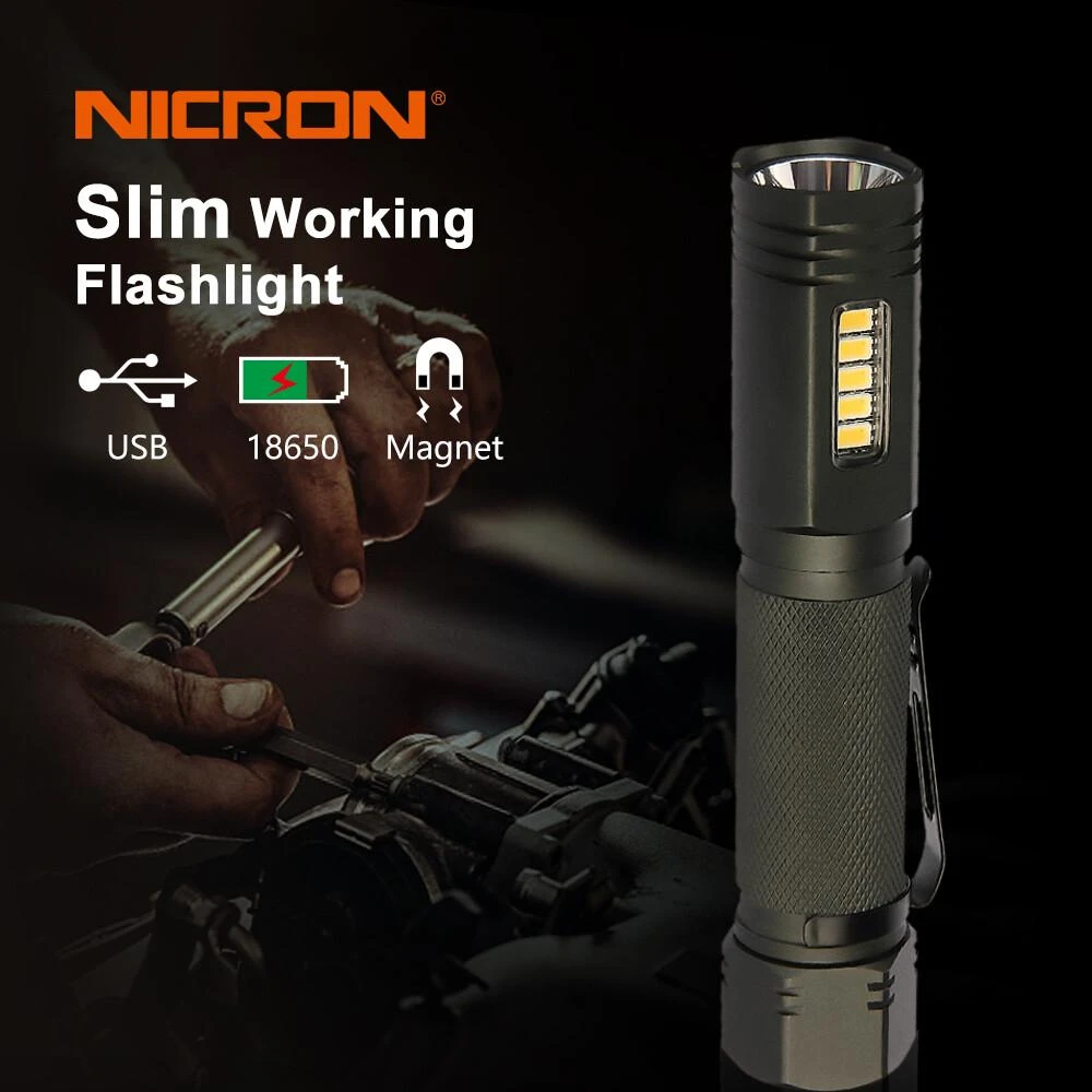 žibintuvėlis su stipria balta šviesa 1000 lm ir stipriu magnetu, NICRON [49NWL81]