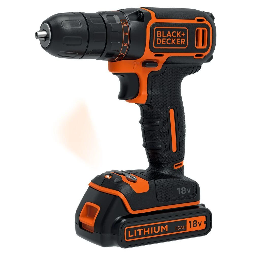 Black & Decker Juodas & Decker Smūginis suktuvas-gręžtuvas Juodas & Decker BDCDC18K-QW; 18 V; 1x1,5 Ah akum.