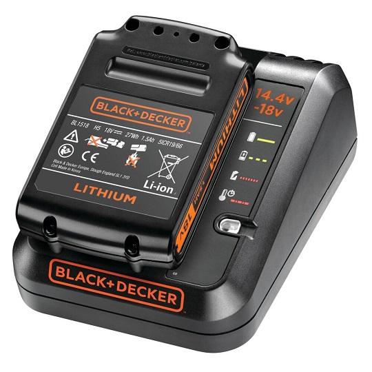 Akumuliatorių kroviklis 1Amp+18V 1,5Ah Li ion akumuliatorius, Black+Decker