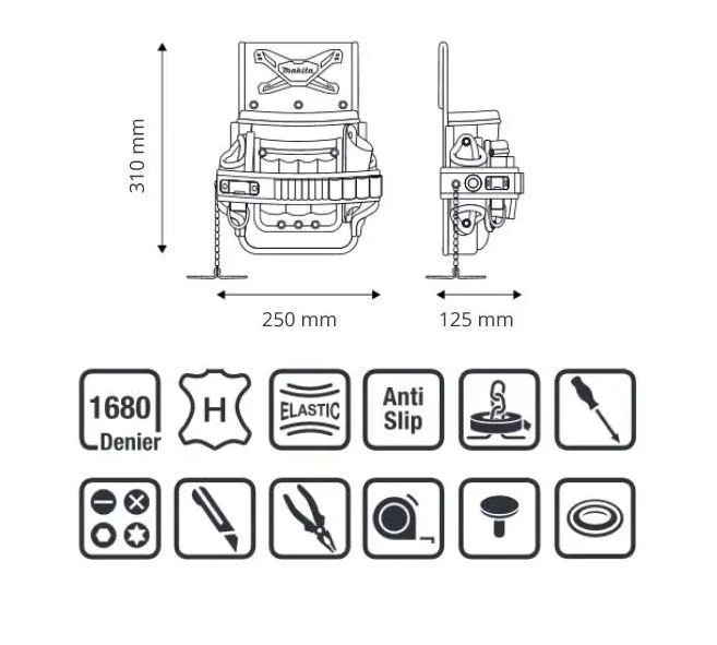 Makita Sutvirtintas dėklas elektriko įrankiams. Kabinimui prie diržo. E-15241