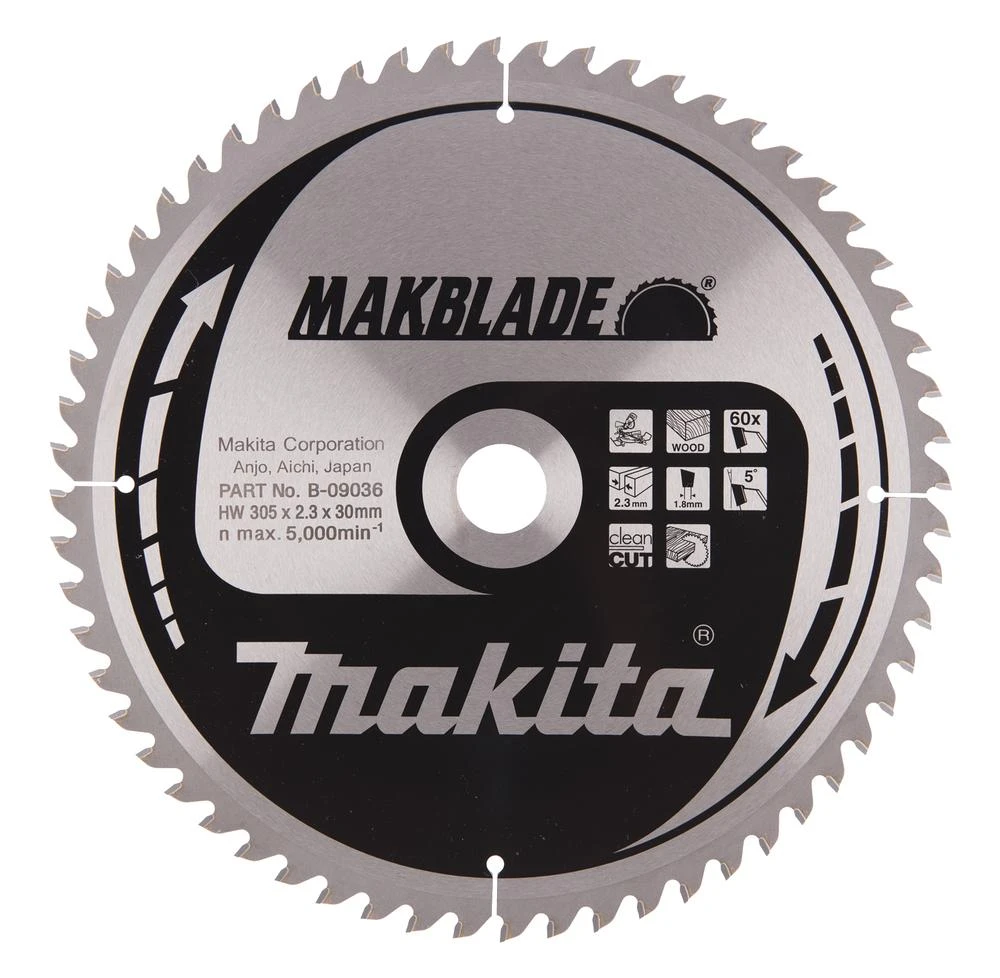 Makita B-09036 T.C.T. pjūklas 305X2.3X30mm 5° T60 MAKBLADE stacionariems pjūklams