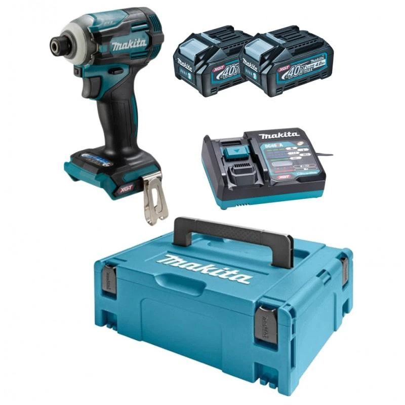 Makita TD001GM201 Smūginis suktuvas XGT, 1/4", 220Nm, bešepetėlinis variklis, 2X4,0Ah, greitasis kroviklis; MAKPAC lagaminas