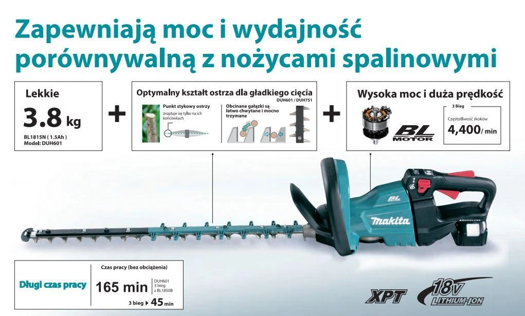 MAKITA gyvatvorių žirklės DUH602Z 18V 600mm be akumuliatorių ir kroviklio