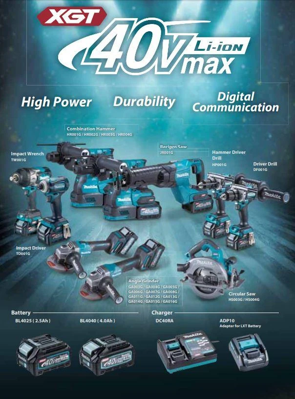 MAKITA KAMPINIS ŠLIMUOTUVAS 40Vmax XGT 125mm BE BATERIJAŲ IR ĮKROVIMO GA005GZ01