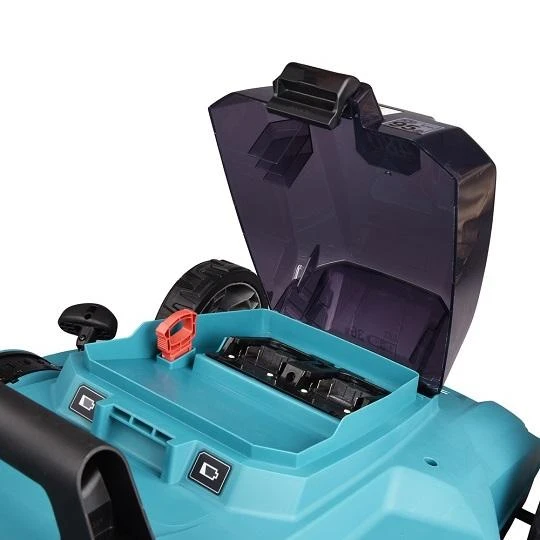 Makita DLM481Z akumuliatorinė vejapjovė 2x18V, 48cm, savaeigė, 4 viename (pjovimas/rinkimas/mulčiavimas/galinis išmetimas), 27,1kg, plastikinis korpusas, be akumuliatorinio ir krovinio