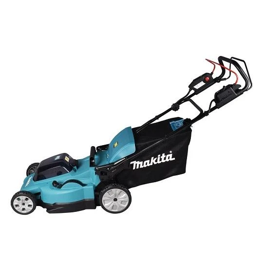 Makita DLM481Z akumuliatorinė vejapjovė 2x18V, 48cm, savaeigė, 4 viename (pjovimas/rinkimas/mulčiavimas/galinis išmetimas), 27,1kg, plastikinis korpusas, be akumuliatorinio ir krovinio