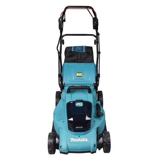 Makita DLM481Z akumuliatorinė vejapjovė 2x18V, 48cm, savaeigė, 4 viename (pjovimas/rinkimas/mulčiavimas/galinis išmetimas), 27,1kg, plastikinis korpusas, be akumuliatorinio ir krovinio