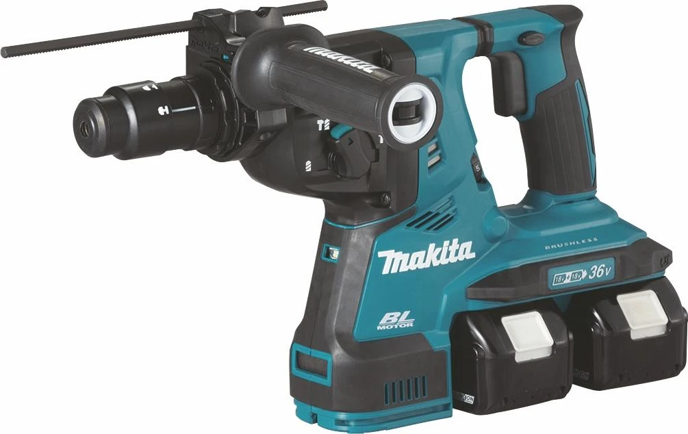 Makita perforatorius DHR281Z, SDS-PLUS, 2x18V, 2.9J + papildomas beraktis griebtuvas, be akumuliatoriaus ir kroviklio
