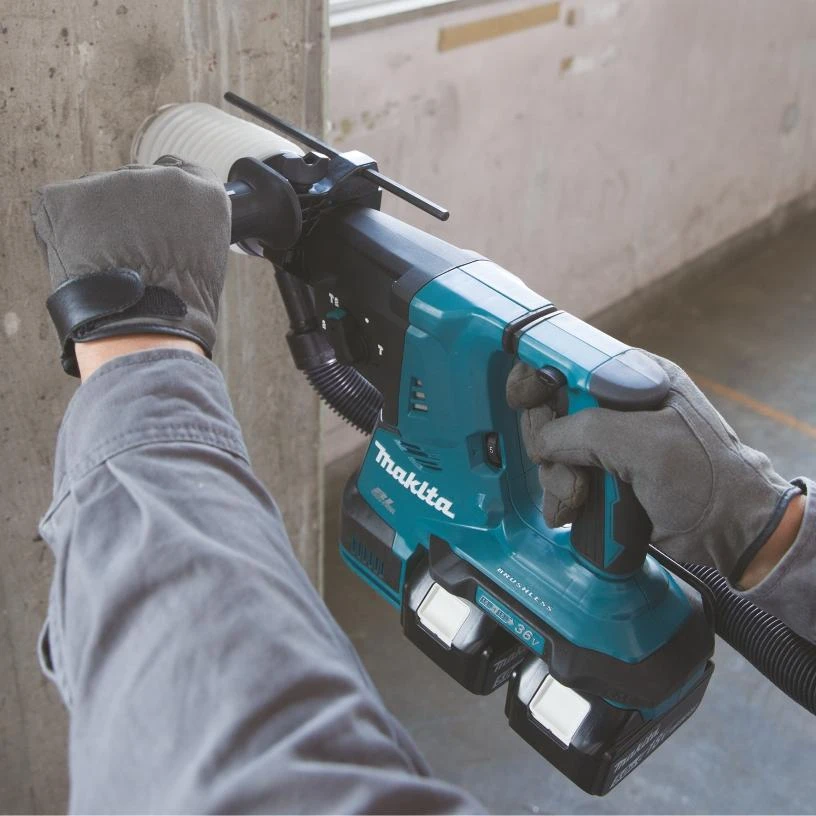 Makita perforatorius DHR281Z, SDS-PLUS, 2x18V, 2.9J + papildomas beraktis griebtuvas, be akumuliatoriaus ir kroviklio